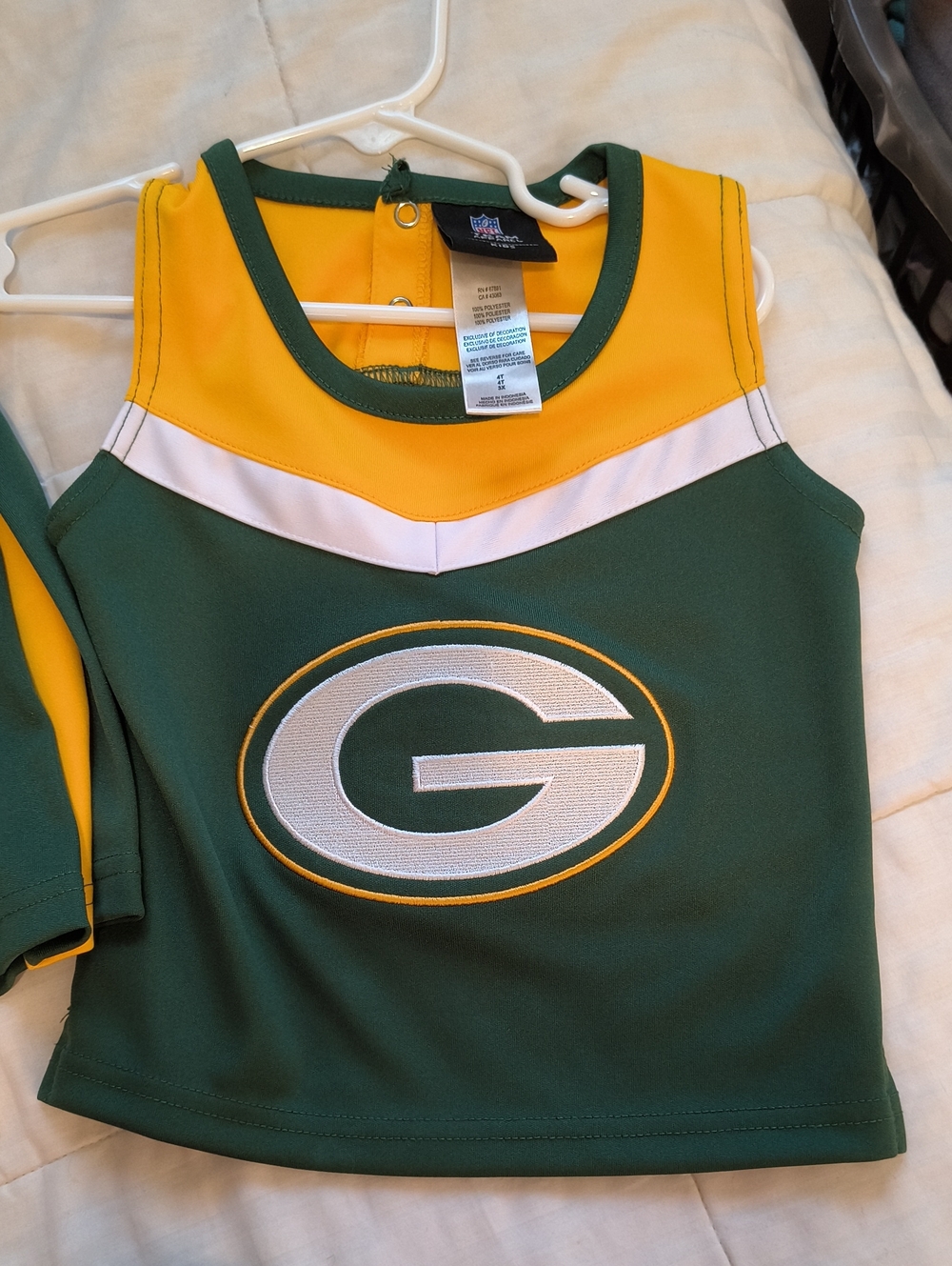 NFL Green & Gold Kids Cheer Tank with White Accent